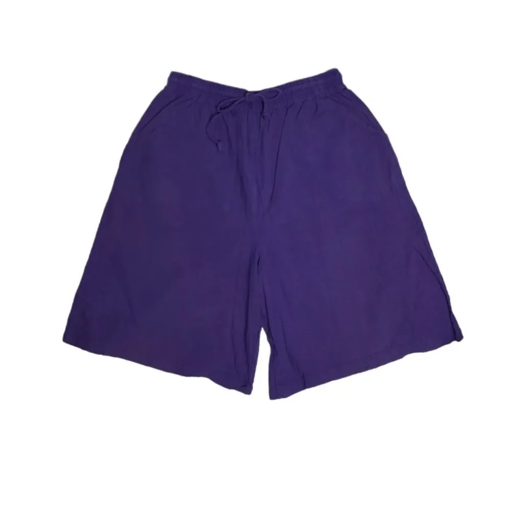 VINTAGE 90s purple baggy pull‎ on drawstring wide leg bermuda shorts M